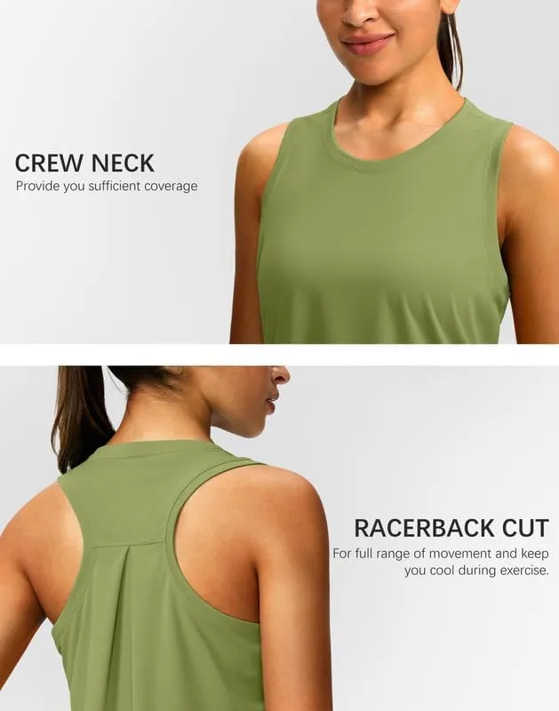 Women's Workout Tops Racerback Athletic Tank Tops Sleeveless Loose Fit Yoga Running Gym Shirts for Women