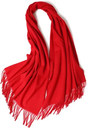 YUONNY Wool Tassel Shawl Wraps for Women, Oversized Soft Solid Color Pashmina Scarves, Ladies Winter Warm Stole Scarf Blanket Scarf for Evening Dresses Wedding F10 One