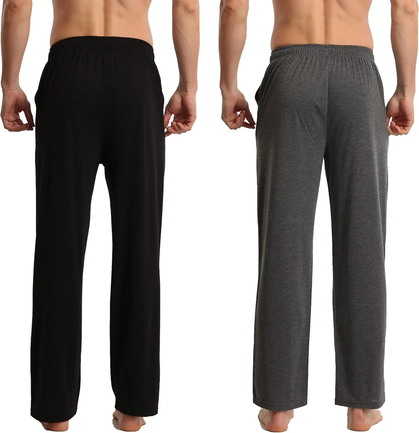 YUSHOW Mens Lounge Pants with Pockets 2 Pack Sleep Pajamas Pj Pants for Men Pjs Bottoms Casual Sleepwear